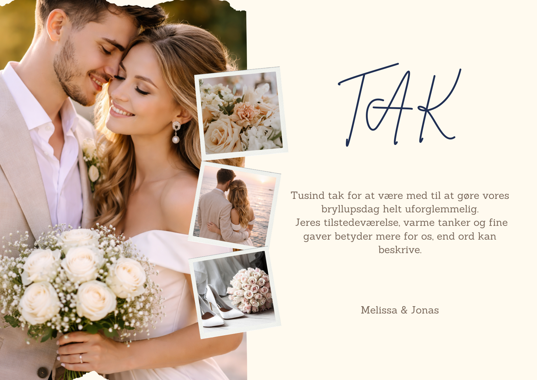 Hvad skriver man i et takkekort efter bryllup?
