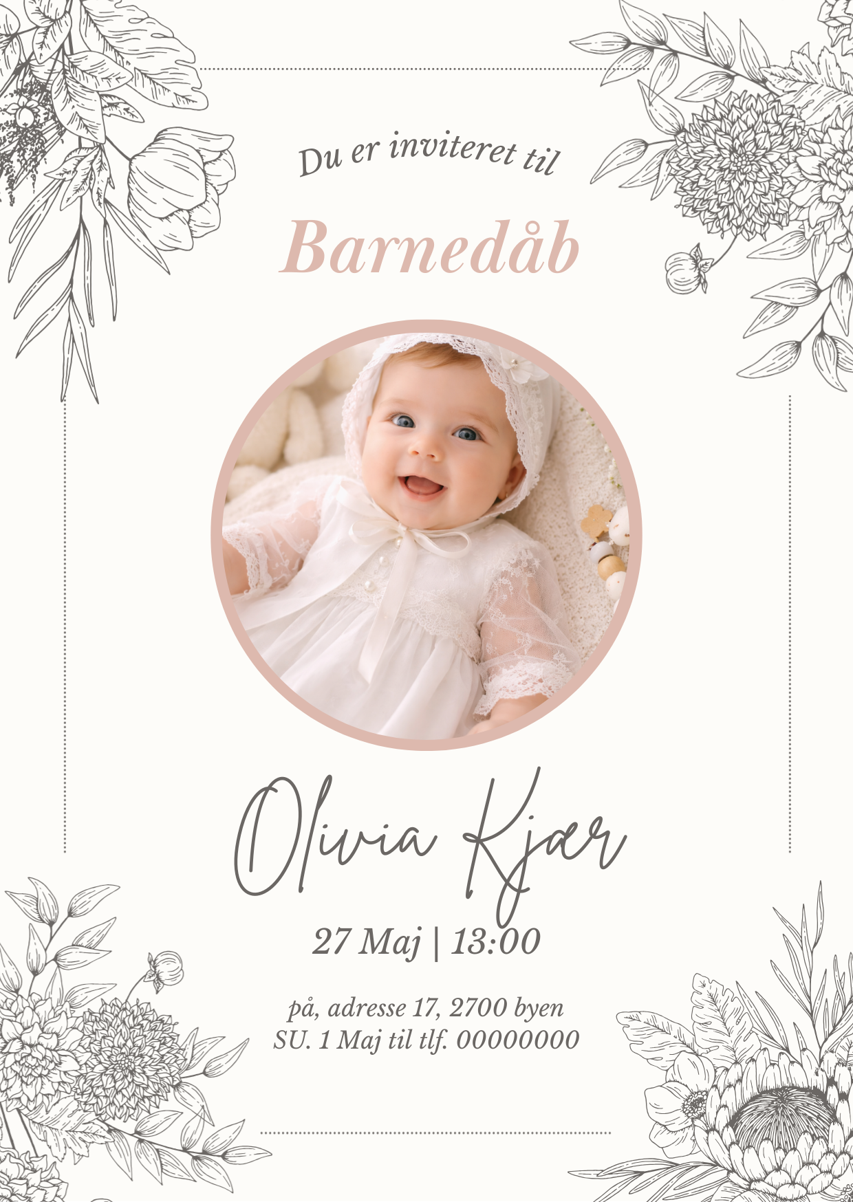 Magnetiske invitationer - Barnedåb