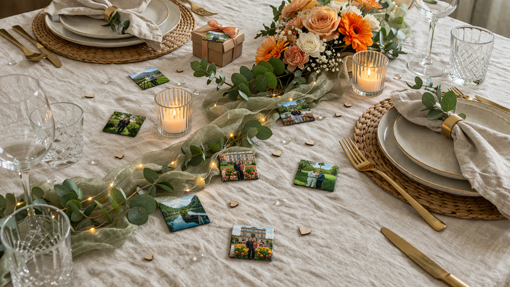 Personlige Fotomagneter til Fest – Bordpynt og Gæstegave med egne Billeder