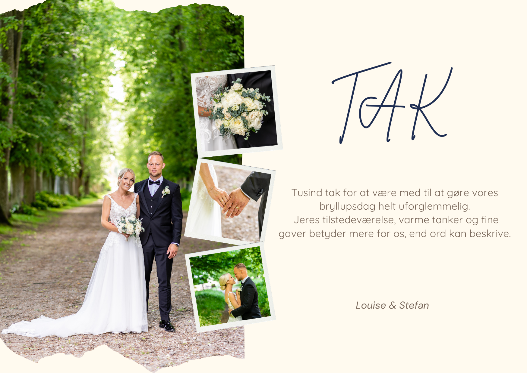 Personlige takkekort fra jeres store dag