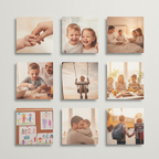 Kollage af 9 fotomagneter med børnefamilieminder